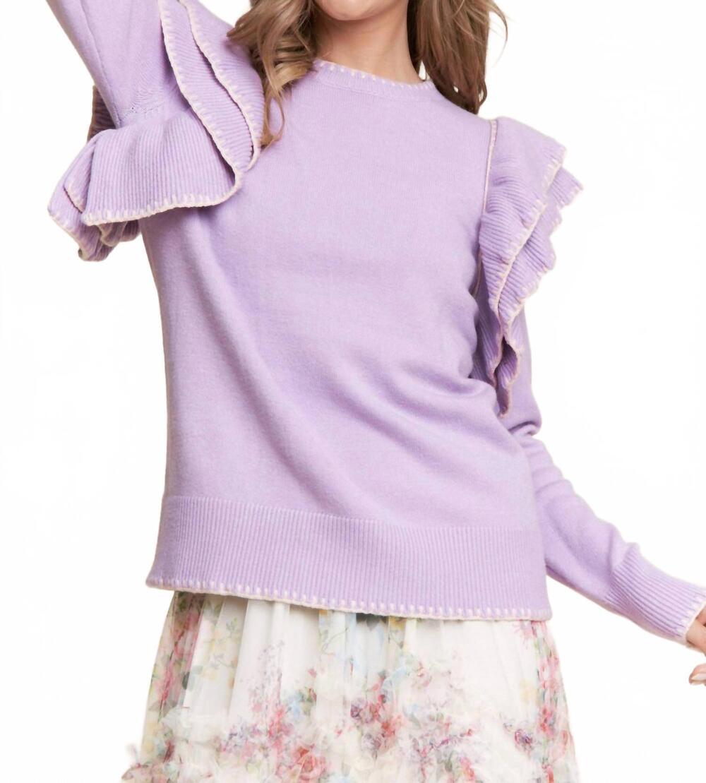 NEW J.NNA women's amara ruffle knit top in lavender